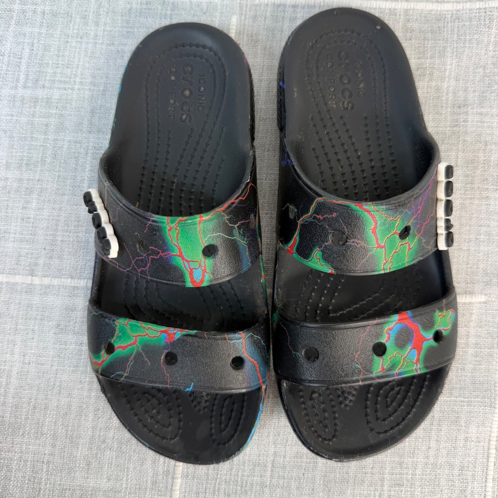 Crocs Classic Out of this World Sandal Women's Size 6 Black Lightning Slides
